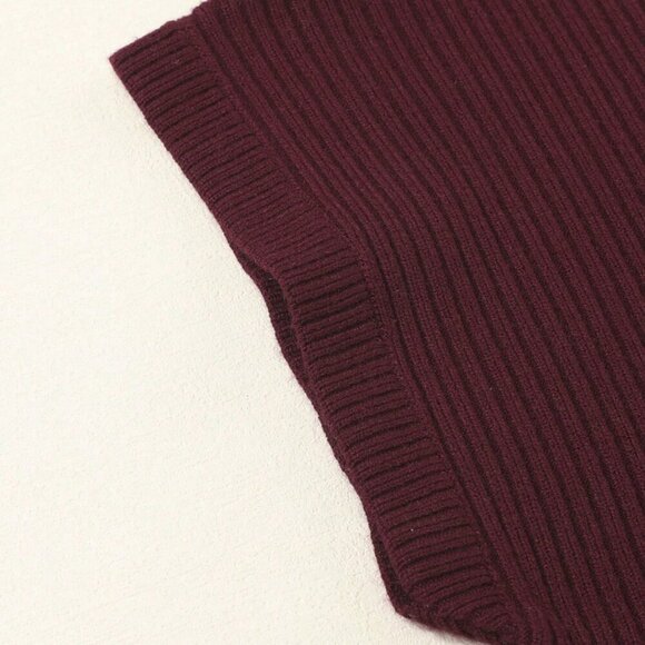 Burgundy Casual  Elegant Style Women's Loose Knit sweater Top - Picture 7 of 9